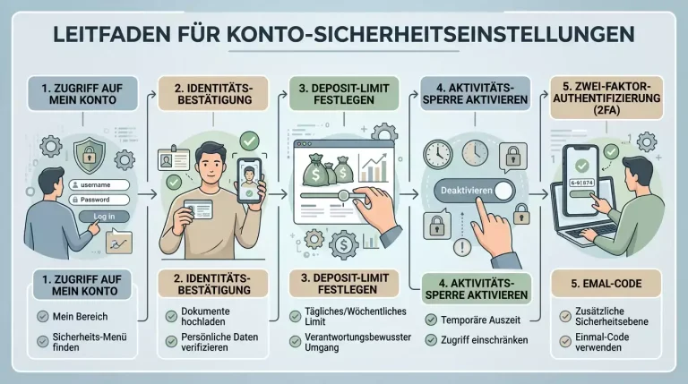 Entscheidungspfad zu Spielkonto, Ausweisprüfung, Einzahlungslimit und Kontoschutz